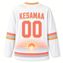 Load image into Gallery viewer, Finland Midnight Sun Original Hockey Jersey in Bright White, back view with your name and number