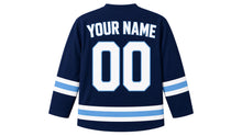 Load image into Gallery viewer, Finland Original Hockey Jersey in Navy, back view with your name and number