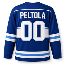 Load image into Gallery viewer, Finland Nordic Cross Original Hockey Jersey in Nordic Blue, back view with your name and number