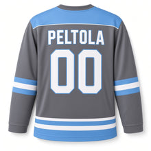 Load image into Gallery viewer, Finland Nordic Cross Original Hockey Jersey in Graphite, back view with your name and number