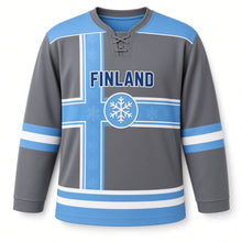 Load image into Gallery viewer, Finland Nordic Cross Original Hockey Jersey in Graphite, front view – custom name and number