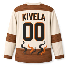 Load image into Gallery viewer, Finland Sauna Steam Original Hockey Jersey in Steam Cream, back view with your name and number