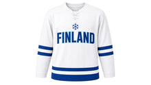 Load image into Gallery viewer, Finland Original Hockey Jersey in White, front view – custom name and number
