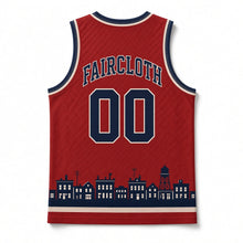 Load image into Gallery viewer, Fireworks Night Original Basketball Jersey in Firecracker Red, back view with your name and number