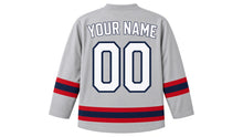 Load image into Gallery viewer, Flag Day Original Hockey Jersey in Gray, back view with your name and number