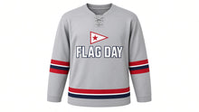 Load image into Gallery viewer, Flag Day Original Hockey Jersey in Gray, front view – custom name and number