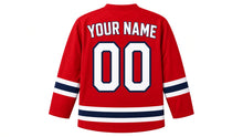 Load image into Gallery viewer, Flag Day Original Hockey Jersey in Red, back view with your name and number