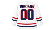 Load image into Gallery viewer, Flag Day Original Hockey Jersey in White, back view with your name and number