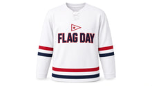 Load image into Gallery viewer, Flag Day Original Hockey Jersey in White, front view – custom name and number