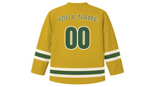 Load image into Gallery viewer, Florence Original Hockey Jersey in Renaissance Gold, back view with your name and number