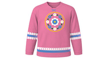 Load image into Gallery viewer, Flores de Mayo Original Hockey Jersey in Rose Pink, front view – custom name and number