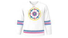 Load image into Gallery viewer, Flores de Mayo Original Hockey Jersey in Sampaguita White, front view – custom name and number