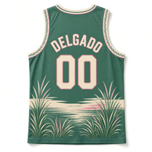 Load image into Gallery viewer, Florida Everglades Heron Original Basketball Jersey in Sawgrass Green, back view with your name and number