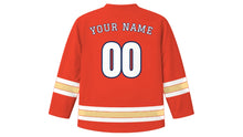 Load image into Gallery viewer, Fortaleza Original Hockey Jersey in Jangada Red, back view with your name and number