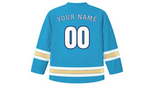 Load image into Gallery viewer, Fortaleza Original Hockey Jersey in Sea Blue, back view with your name and number