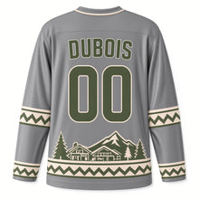Load image into Gallery viewer, France Alpine Village Original Hockey Jersey in Peak Gray, back view with your name and number