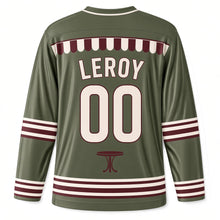 Load image into Gallery viewer, France Bistro Stripe Original Hockey Jersey in Bistro Green, back view with your name and number