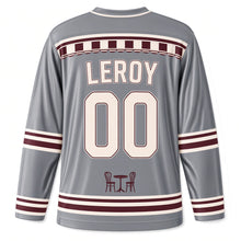 Load image into Gallery viewer, France Bistro Stripe Original Hockey Jersey in Zinc Slate, back view with your name and number