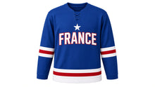 Load image into Gallery viewer, France Original Hockey Jersey in Blue, front view – custom name and number
