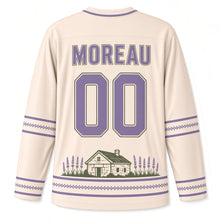 Load image into Gallery viewer, France Lavender Fields Original Hockey Jersey in Stone Cream, back view with your name and number
