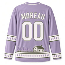 Load image into Gallery viewer, France Lavender Fields Original Hockey Jersey in Lavender, back view with your name and number