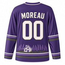 Load image into Gallery viewer, France Lavender Fields Original Hockey Jersey in Deep Violet, back view with your name and number