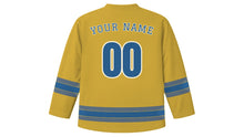 Load image into Gallery viewer, Frankfurt Original Hockey Jersey in Apple Wine Gold, back view with your name and number