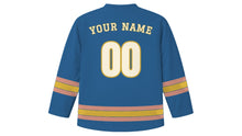 Load image into Gallery viewer, Frankfurt Original Hockey Jersey in Main River Blue, back view with your name and number