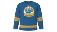 Load image into Gallery viewer, Frankfurt Original Hockey Jersey in Main River Blue, front view – custom name and number