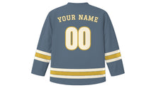 Load image into Gallery viewer, Frankfurt Original Hockey Jersey in Skyline Steel, back view with your name and number