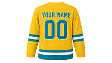 Load image into Gallery viewer, Friendship Day Original Hockey Jersey in Yellow, back view with your name and number