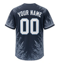 Load image into Gallery viewer, Frozen Lakeshore Milwaukee Baseball Jersey in Ice Slate Gray, back view with your name and number – crystalline ice-pattern sleeves and yoke