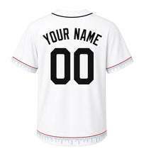 Load image into Gallery viewer, Frozen Waterfall Milwaukee Baseball Jersey in Ice Crystal White, back view with your name and number – custom block name and number with icicle-pattern sleeves