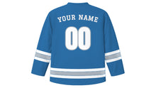Load image into Gallery viewer, Fukuoka Original Hockey Jersey in Bayside Blue, back view with your name and number