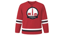 Load image into Gallery viewer, Fukuoka Original Hockey Jersey in Hakata Red, front view – custom name and number