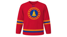 Load image into Gallery viewer, Gai Jatra Original Hockey Jersey in Crimson, front view – custom name and number