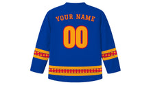 Load image into Gallery viewer, Gai Jatra Original Hockey Jersey in Royal Blue, back view with your name and number