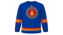 Load image into Gallery viewer, Gai Jatra Original Hockey Jersey in Royal Blue, front view – custom name and number