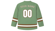 Load image into Gallery viewer, Gandhi Jayanti Original Hockey Jersey in Sage Green, back view with your name and number