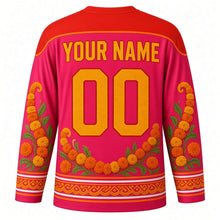 Load image into Gallery viewer, Gangaur Original Hockey Jersey in Rani Pink, back view with custom YOUR NAME and 00