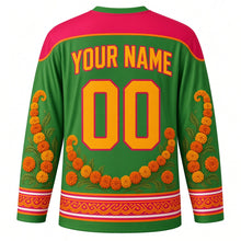 Load image into Gallery viewer, Gangaur Original Hockey Jersey in Leaf Green, back view with custom YOUR NAME and 00