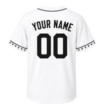 Load image into Gallery viewer, Garden Gnome Milwaukee Baseball Jersey in Picket White, back view with your name and number – custom block name and number with flower-dot sleeves