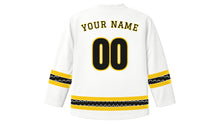 Load image into Gallery viewer, Garifuna Settlement Day Original Hockey Jersey in White, back view with your name and number