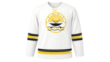Load image into Gallery viewer, Garifuna Settlement Day Original Hockey Jersey in White, front view – custom name and number