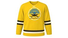 Load image into Gallery viewer, Garifuna Settlement Day Original Hockey Jersey in Yellow, front view – custom name and number