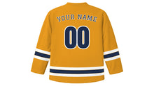 Load image into Gallery viewer, Gdansk Original Hockey Jersey in Amber Gold, back view with your name and number