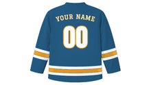 Load image into Gallery viewer, Gdansk Original Hockey Jersey in Baltic Blue, back view with your name and number