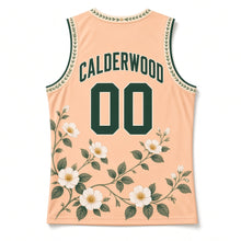 Load image into Gallery viewer, Georgia Cherokee Rose Original Basketball Jersey in Orchard Peach, back view with your name and number