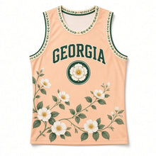 Load image into Gallery viewer, Georgia Cherokee Rose Original Basketball Jersey in Orchard Peach, front view – custom name and number