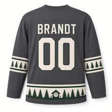 Load image into Gallery viewer, Germany Black Forest Pines Original Hockey Jersey in Charcoal, back view with your name and number